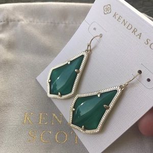 Kendra Scott Alex Cat's Eye Emerald Green earrings Gold Plated